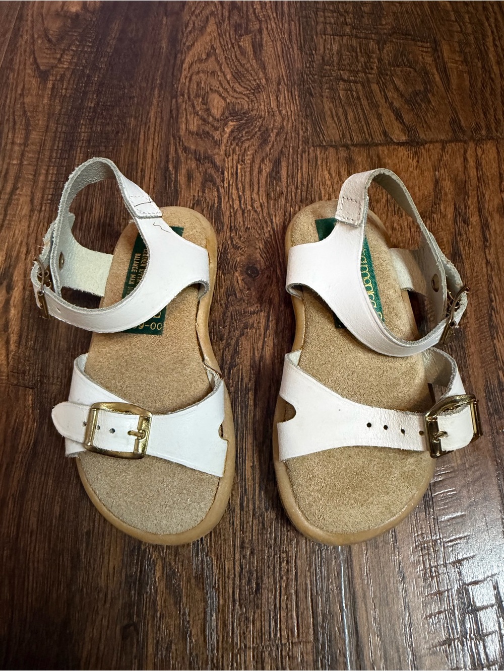 Vintage Italian White Leather Buckle Sandals